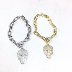 Clip Chain CZ Skull Bracelet
